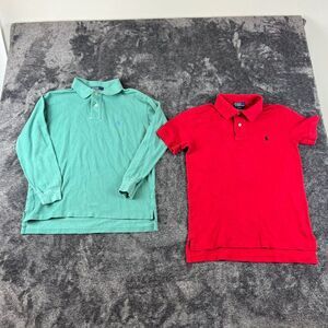 Vtg Polo Ralph Lauren Boys S (8-10) Polo Bundle Of Two Shirts Red Green
